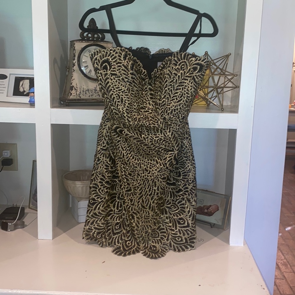 JOVANI Formal Cocktail Beaded lace strapless dress - Picture 1 of 5